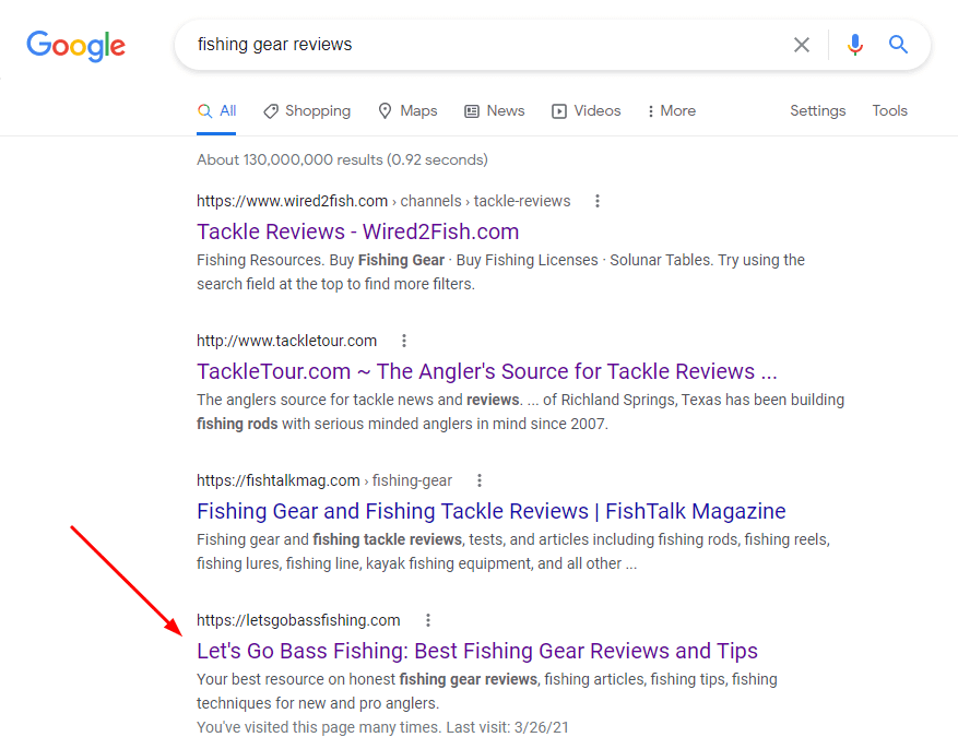 search engine results page google